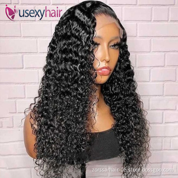 Real human hair wigs full swiss lace wigs virgin cambodian hair water wave preplucked hd transparent full lace wig